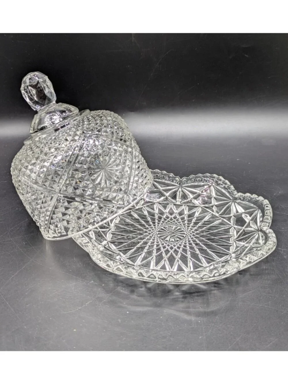 Vintage Avon 2 Piece Fostoria Glass Covered Butter Cheese Dish Dome Cloche 5